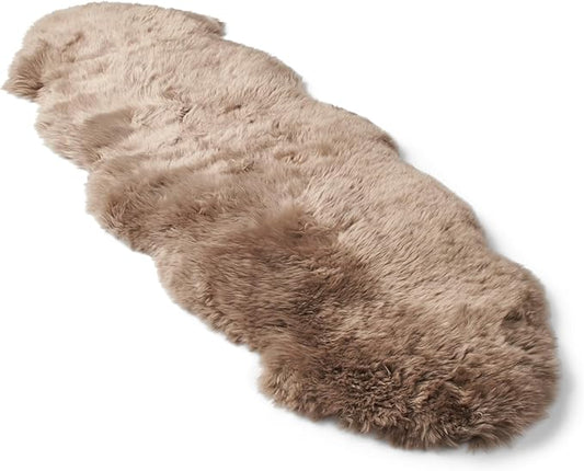Real Sheepskin Rug 2x6 ft | Sheepskin Rugs for Living Room and Sofa | Bedside Rugs for Bedrooms | Large Fluffy Rug is Breathable & Heat-regulating in Color Light Brown