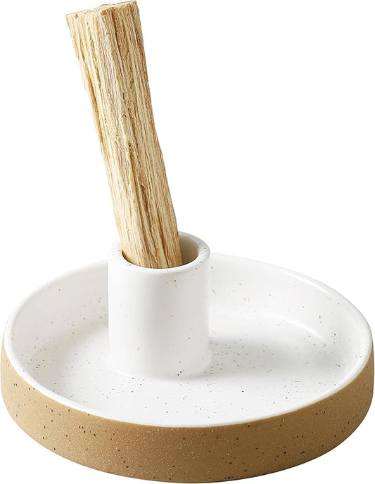Palo Santo Holder, Ceramic Incense Holder for Palo Santo Sticks, Scent Wood Stand and Ash Catcher, Simple, Sturdy and Well Made Incense Burner, Modern Terracotta
