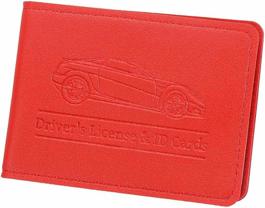 HARFINGTON Car Registration and Insurance Holder PU Leather Vehicle Glove Box Organizer Storage Accessories Car ID Holder with 10 Pockets for License ID Card Bank Card Documents, Red