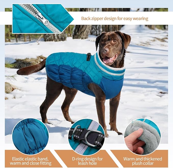 OUOBOB Dog Coats for Small Dogs, Puppy Coat, Warm Winter Jacket, XS Dog Coat with Harness Built in, Waterproof Pet Cold Weather Coats, Puppy Winter Clothes Snowsuit Chihuahua Maltese,XS