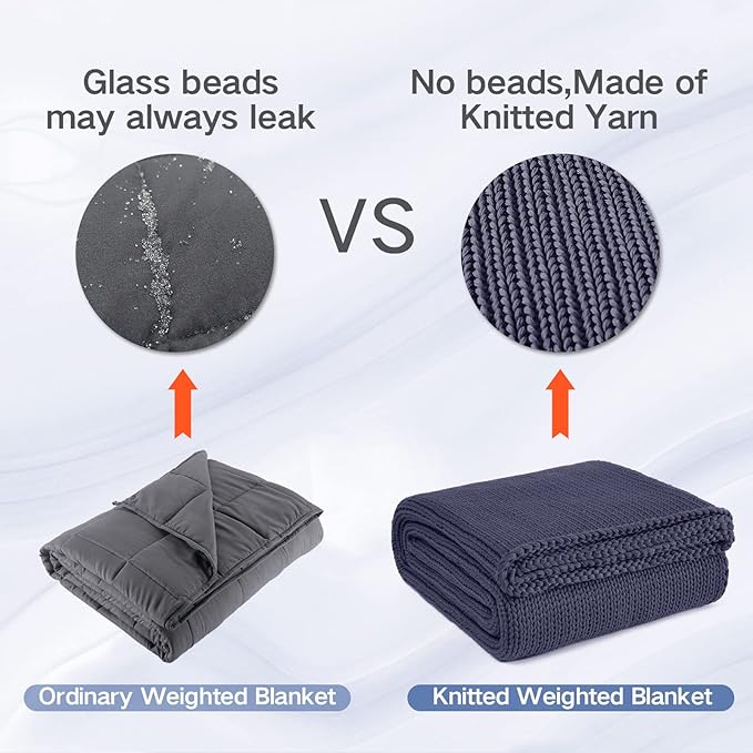 Guohaoi Knitted Weighted Blanket for Adults (Dark Grey 60"x80" 25lbs) No Beads Cooling Throw Blanket for Hot Sleepers, Home Decor Breathable Chunky Knit Heavy Blanket Use on Queen/King Size Bed