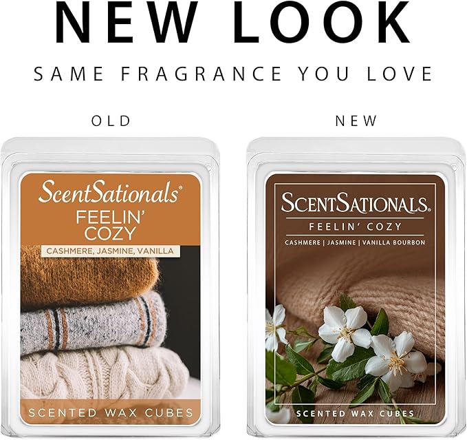 Scentsationals Fall Wax Melts, Wax Cubes Strong Scent - Feelin' Cozy - Long Lasting Scented Melts for Warmer, 10oz (24-Cubes)