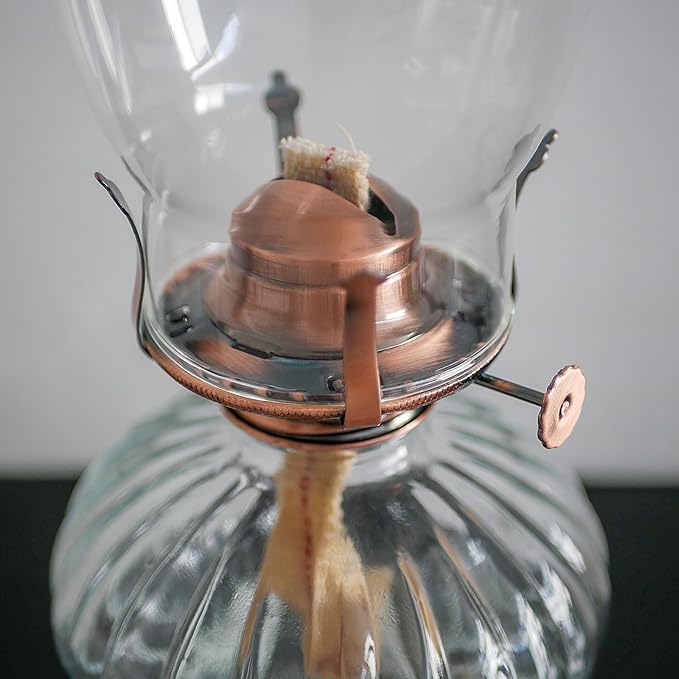 2Pcs Oil Lamp Burner #2 Size Bronzy Plated for Antique Lamps Oil Lamp Replacement Kerosene Lamps Parts with Reduction Collar and Cotton Lamp Wick Fits Holds a 3 Inch Base Chimney