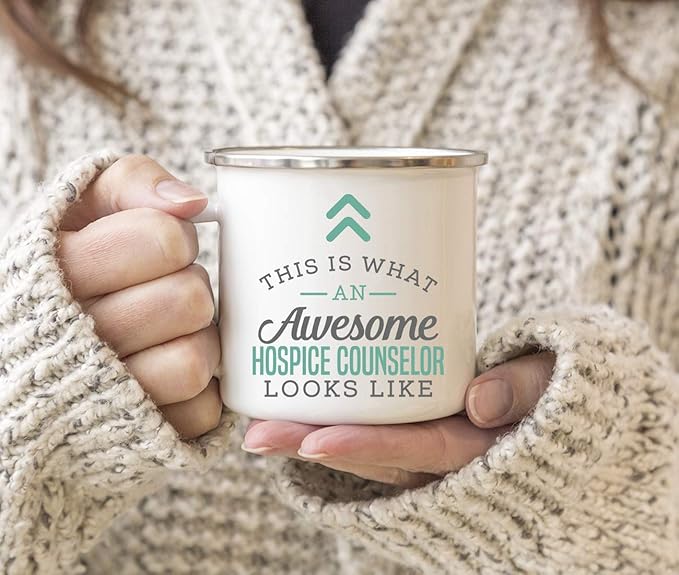 Andaz Press 11oz. Stainless Steel Campfire Coffee Mug Gift, This is What an Awesome Hospice Counselor Looks Like, 1-Pack, Birthday Gift Ideas Coworker Him Her, Includes Gift Box