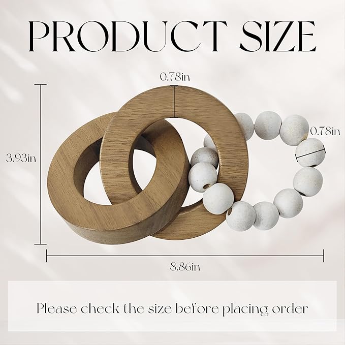 Oakrain 2pcs Wood Chain Link Decor, Minimalist Home Décor Accents, Natural Boho Farmhouse Rustic Handmade Wood Knot Decor for Shelf Coffee Table, Best Housewarming Gifts