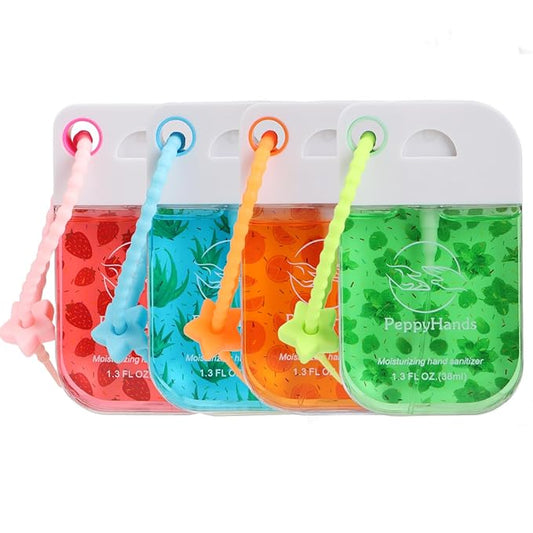 PeppyHands Hand Sanitizer, Hand Sanitizer Spray, Hydrating Spray for Hand, Portable Sanitizer spray Set ﻿for Travel Size, 500-Sprays Each Multi-Flavor (4Pcs.)
