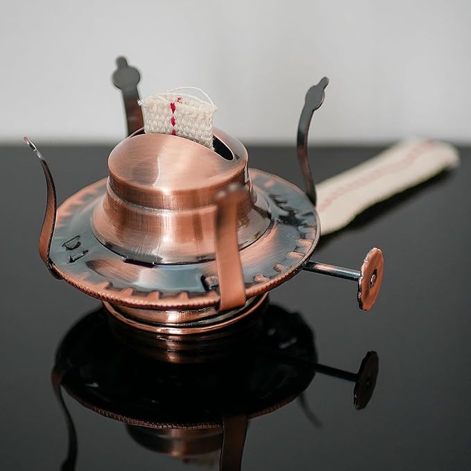 2Pcs Oil Lamp Burner #2 Size Bronzy Plated for Antique Lamps Oil Lamp Replacement Kerosene Lamps Parts with Reduction Collar and Cotton Lamp Wick Fits Holds a 3 Inch Base Chimney