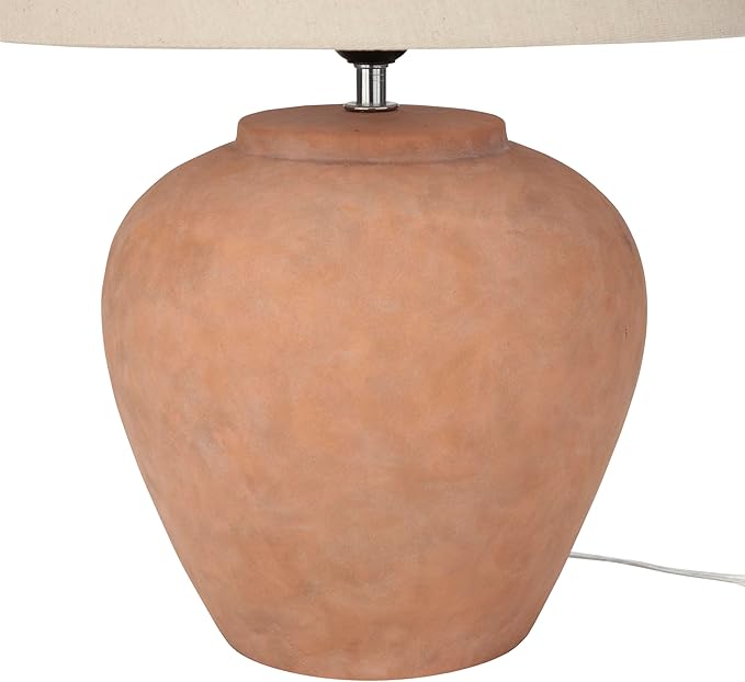 Nourison Home 20" Rustic Terracotta Ceramic Pot Table Lamp for Bedroom, Living Room, Console, Entryway