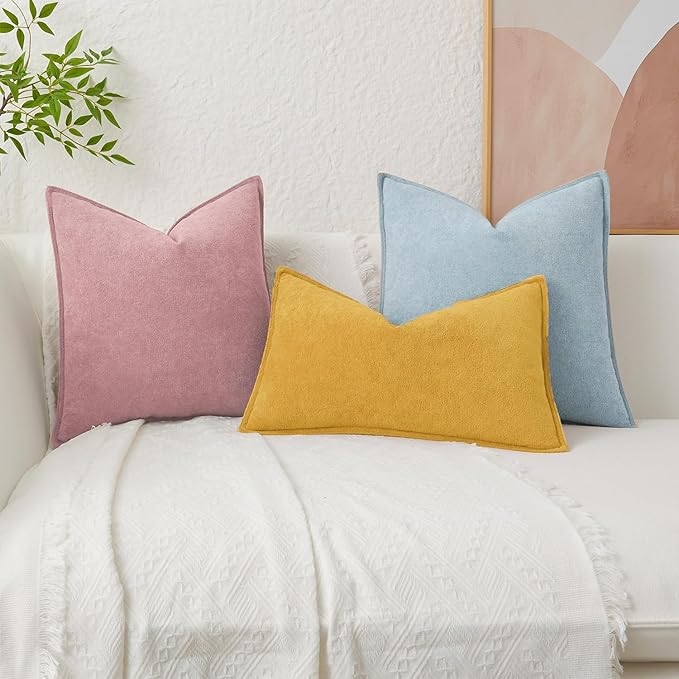 Kevin Textile Valentines Day Decorative Pillow Covers Plush Pink 26x26 Inch Pack of 2 Waterproof Soft Boucle Textured Euro Pillowcases Elegant Accent Pillows for Couch Sofa Chair Bed Home