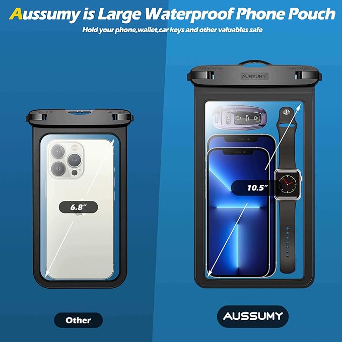 Large Waterproof Cell Phone Pouch - 4 Pack Underwater Clear Cellphone Holder Protector - Universal Water Proof Dry Bag Case with Neck Lanyard for Samsung Galaxy S25 S24 S23 for Beach Swimming Pool