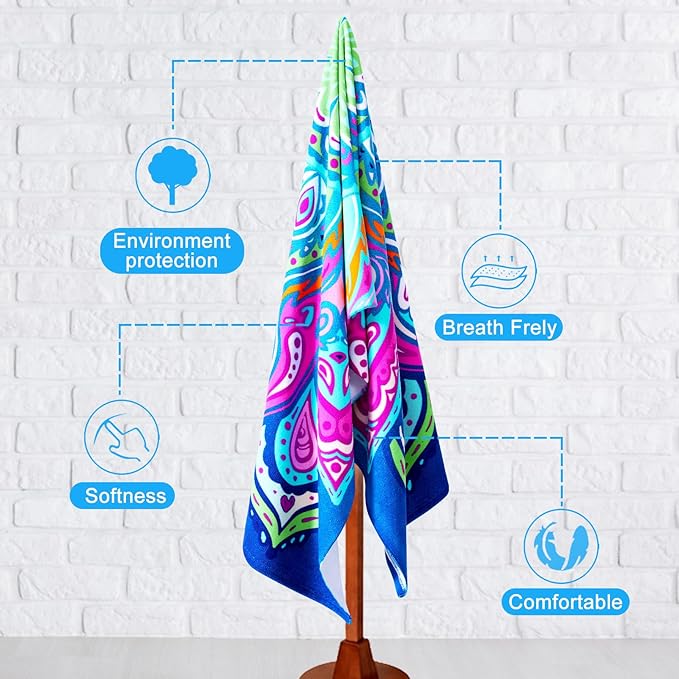 Genovega 2 Packs Oversized Terry Beach Towel 36 x 72 in Soft Extra Large Long Pool Swim Towels Clearance XL Big Travel Blanket Must Haves Vacation for Adult Essentials