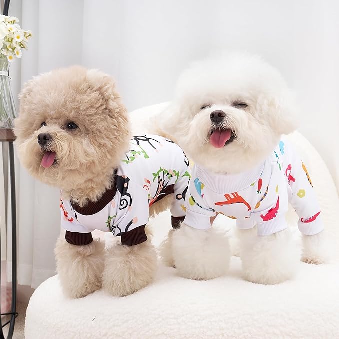 XPUDAC 4 Pack Dog Pajamas Soft Strechy Summer Doggie Clothes for Small Medium Dogs Boy Girl Cat Apparel-X-Small