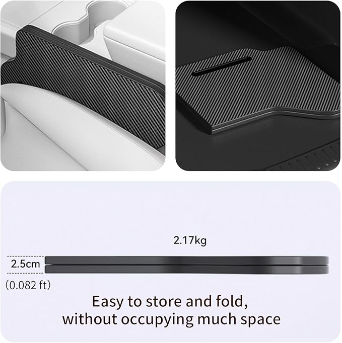 Car Accessories Interior, Carbon Fiber Material, Foldable Car Table, Multipurpose Travel Car Tray for Dining, in-Car Work, Travel and Outdoor, Fits Most Vehicles