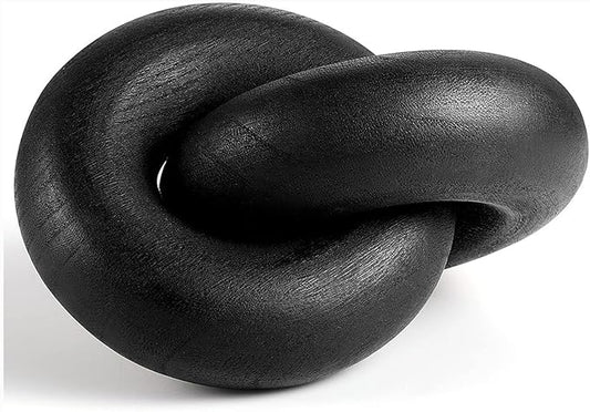 2 Link Wood Chain Link Decor, Black Wooden Knot Decor for Coffee Table Book Shelf Accents Home Console Table Decorative Items Living Room Boho Farmhouse Rustic Decoration