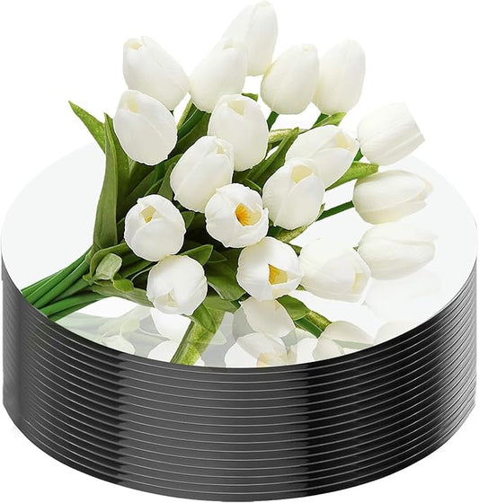 16Pack Round Mirror Centerpieces for Table Decorations, 12inch Circle Mirror Trays Plates for Centerpieces, Circle Mirror Candle Plates for Centerpieces Table Wedding Party Decorations