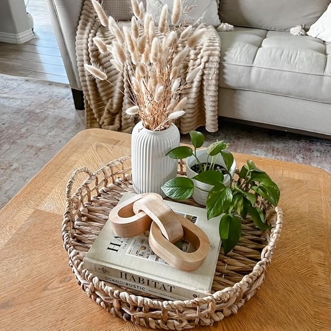 Azul Wood Chain Link Decor - Book Shelf & Table Decor, Natural Wooden Chain Link for Living Room & Entryway