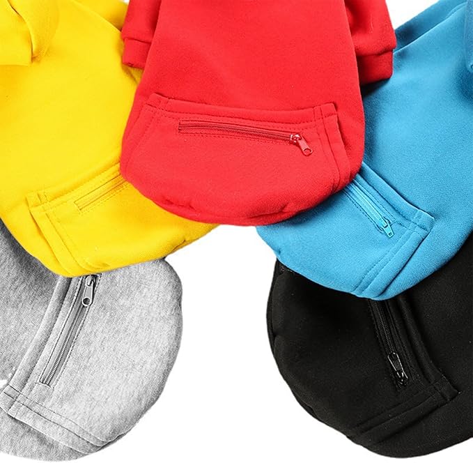 Jecikelon Winter Dog Hoodie Sweatshirts with Pockets Warm Clothes for Small Dogs Chihuahua Coat Puppy Custume Clothing (Large, Y02-Black)