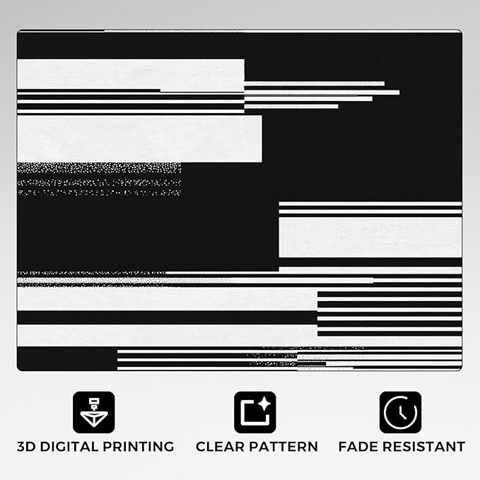 Black and White Stripe Rugs for Home Decor, 5x8 ft, Modern Stripes Area Rugs for Living Room, Soft Non Slip Washable Abstract Striped Carpet Bedroom Decorations Dt-Ghf-31