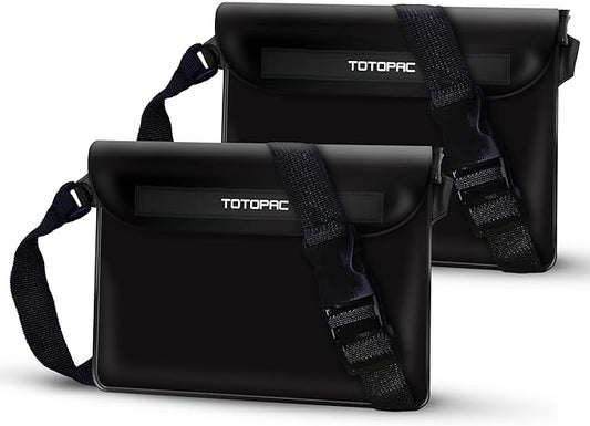 2-Pack Waterproof Fanny Pack, Phone Pouch with Waist Strap, 9x6.7 Inch Dry Bag for Phone, Cash, and Valuables – for Swimming, Kayaking, Boating, Snorkeling, and Water Sports (2, Black + Black)