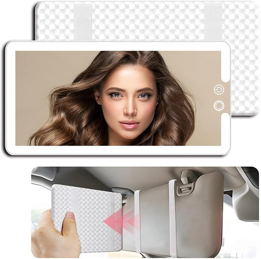 Led Car Sun Visor Vanity Mirror, Large Interior Mirrors with Lights, Dimmable Light up Vanity Makeup Mirror for Car,Rechargeable Rearview Mirrors for Sun Visor (White)