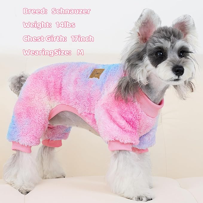 XPUDAC Dog Sweater, Dog Winter Clothes for Small Medium Dogs Girl Boy Fleece Doggy Pajamas for Winter Christmas, Tie-Dye02, Medium