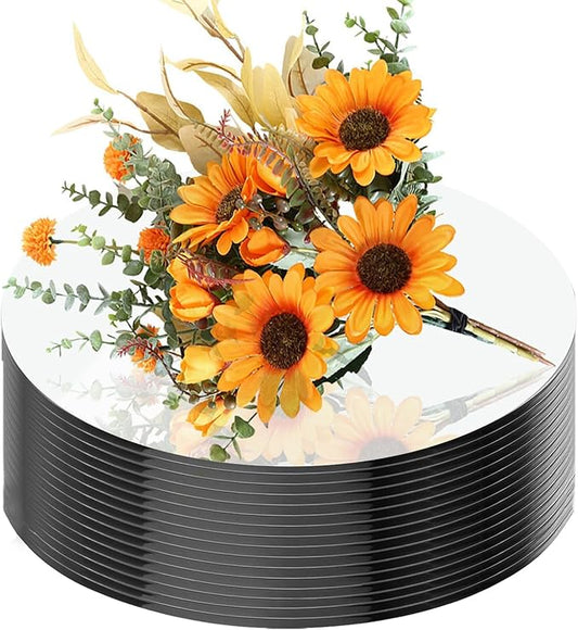 16Pack Round Mirror Centerpieces for Tables, 10inch Circle Mirror Plates for Tables Mirror Centerpieces, Flat Circle Mirror Trays for Tables, Mirror Candle Plates for Table Weddings Party Centerpieces