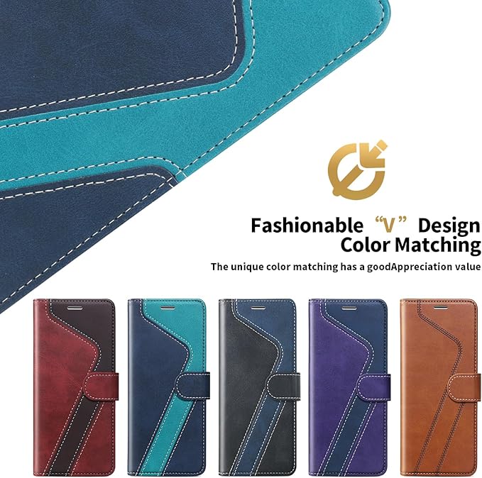 CIVICASE for iPhone 16 Plus Wallet Case,PU Leather Flip Case RFID Blocking Credit Card Holder Folio Magnetic Stand TPU Shockproof Cover Compatible with iPhone 16 Plus, Blue Green