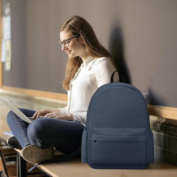 Premium Grey Blue Backpack Adult Travel Daybag for Women Men College Backpack for Vacation Hiking Camping Bag