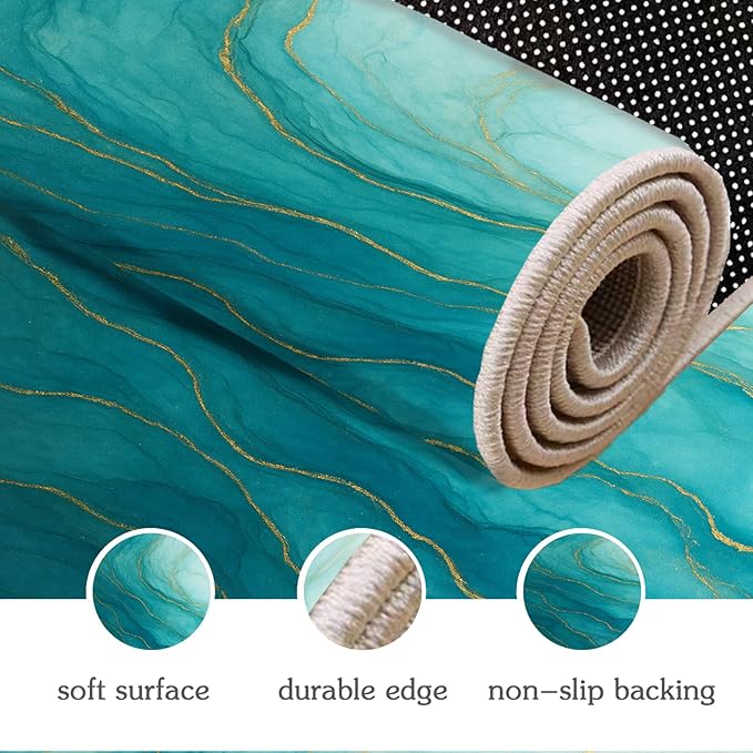 Luxury Marble Rug - 5x7 Area Rugs, Abstract Marble Rug, Abstract Modern Bedroom Rugs, Washable & Non Slip Carpet Home Decor