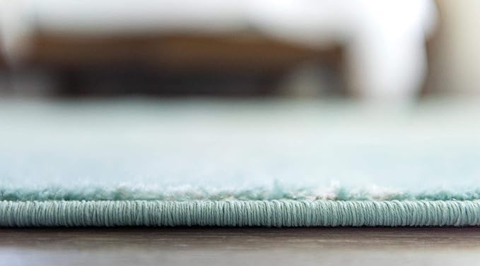 Rugs.com Arlington Collection Rug – 12 Ft Runner Aqua Medium-Pile Rug Perfect for Hallways, Entryways