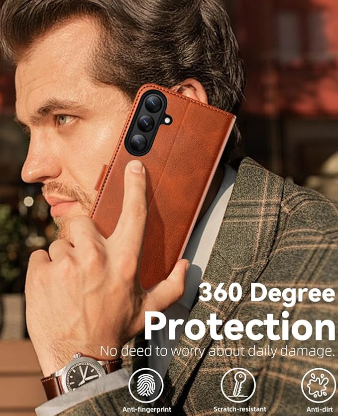 OCASE Compatible with Galaxy S25 Plus Wallet Case, PU Leather Flip Folio Case with Card Holders RFID Blocking Kickstand [Shockproof TPU Inner Shell] Protective Phone Cover 6.7 Inch 2025, Brown