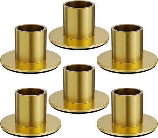 6 Pcs Brass Candle Holder - Elegant Taper Candle Holders, Classic Brass Candlestick Holders for Table Centerpiece, Festive Christmas Mantel Display or Sophisticated Home Decor