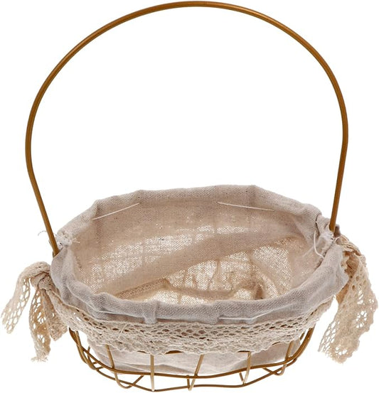 Delicate Iron Flower Basket for Floral Arrangements Decorative Storage and Organizing Elegant Oval Handheld Gift Basket for Home Decor and Special Occasions