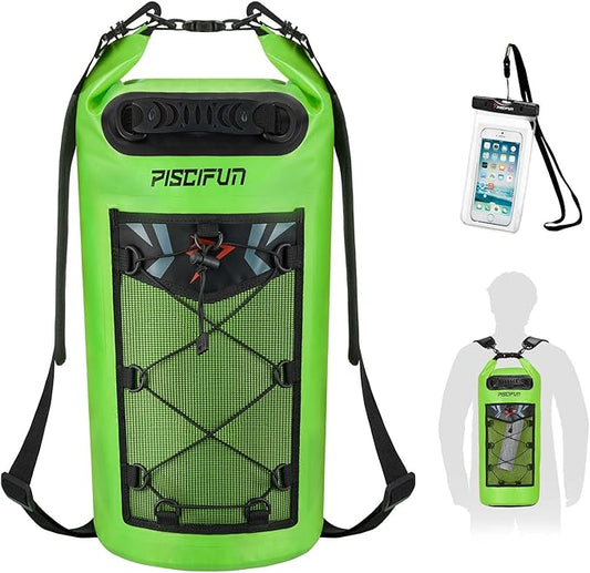 Piscifun Dry Bag, Waterproof Floating Backpack 10L/20L/30L/40L with Waterproof Phone Case for Boating, Kayaking, Fishing