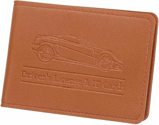 HARFINGTON Car Registration and Insurance Holder PU Leather Vehicle Glove Box Organizer Storage Accessories Car ID Holder with 6 Pockets for License ID Card Bank Card Documents, Brown