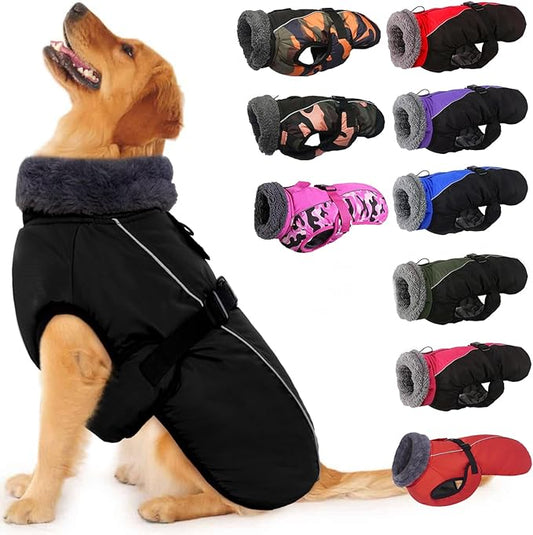 IECOii Extra Warm Dog Coat - Reflective, Adjustable Jacket with Buckle, Fleece Turtleneck for Cold Weather - Soft Winter Coat for Small, Medium, Extra Large Dogs