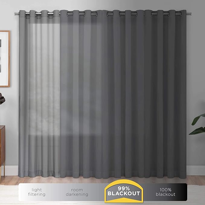 ECLIPSE Kendall Modern Blackout Thermal Rod Pocket Window Curtain for Bedroom or Living Room (1 Panel), 42" x 54", Grey