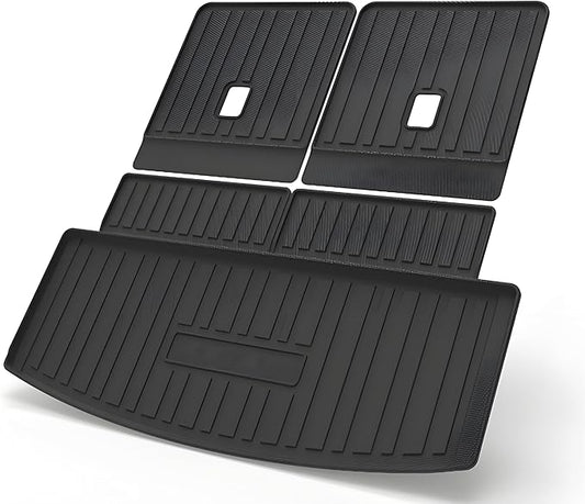 Explorer Cargo Mat with Backrest Mat - Compatible with 2020-2025 Ford Explorer with 6/7-Seats，All-Weather 3D Custom-Fit Waterproof Non-Slip Durable Odorless TPO Trunk Tray Floor Mat with Raised Lip