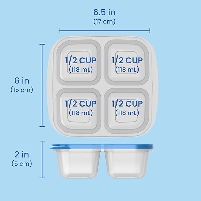 Bentgo Easyboxes 4-Compartment Snack Containers - 8-Piece Set with 4 Trays & 4 Custom-Fit Lids to Seal in Freshness - Reusable Food Storage & Meal Prep Bento BPA-Free Containers (Classic)