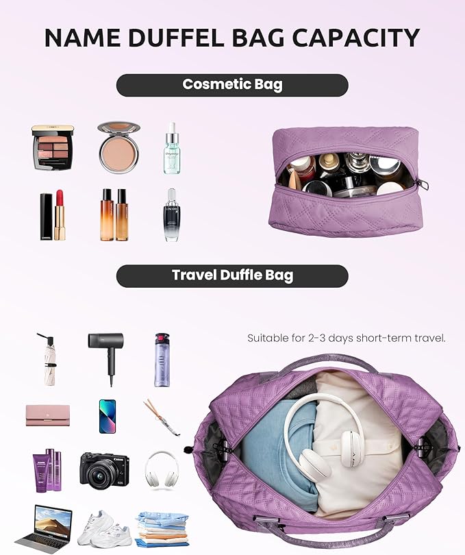 Vogewood Girl Duffle Bag with Shoe Compartment, Tween Weekend Duffle Bag, Monogram Overnight Bag for Women with Trolley Sleeve & Wet Pocket, Letter Kids Travel Bag with Makeup Bag (Letter K)