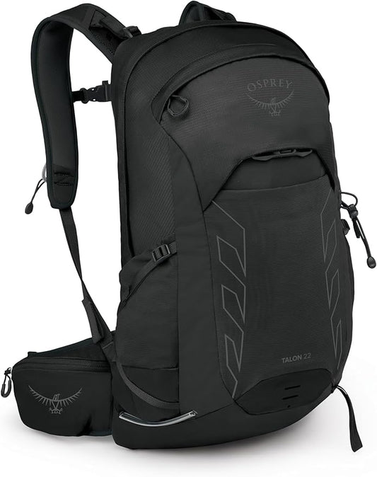 Osprey Talon 22L Men's Lightweight Hiking Backpack - Small Daypack for Travel & Camping, Black/Coal Grey