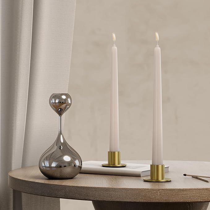 12 Pcs Brass Candle Holders Bulk - Elegant Taper Candle Holders, Classic Brass Candlestick Holders for Table Centerpiece, Festive Christmas Mantel Display or Sophisticated Home Decor