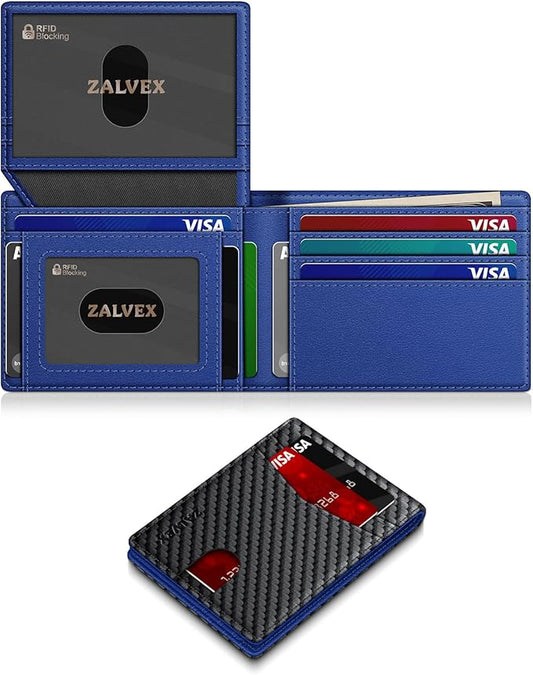 Wallet for Men Slim RFID Blocking Leather Credit Card Holder Wallet for 14 Cards, Bifold Minimalist Thin Wallet with 2 ID Windows & Cash Slot, Front Pockt Carteras Para Hombres, Birthday Gifts for Men