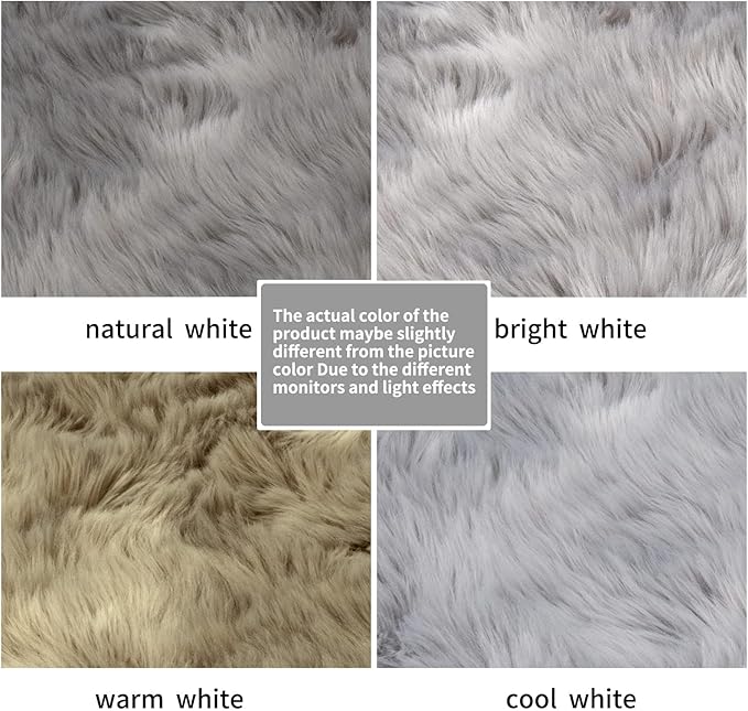 Ciicool Grey Fur Fluffy Rug, 2x4 ft Small Faux Fur Rugs for Bedroom, Washable Faux Sheepskin Carpet for Sofa Couch Seat Cushion, Thick Shaggy Furry Rugs Floor Carpets for Bedside Living Room