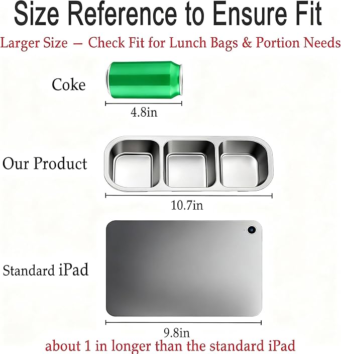 Dobyusf 2 Pack Stainless Steel Snack Containers - 3 Compartment Leak Proof Bento Box with 7oz Capacity, BPA-Free Reusable Food/Sauce Containers Containers for Office, Travel, On-the-Go Meals