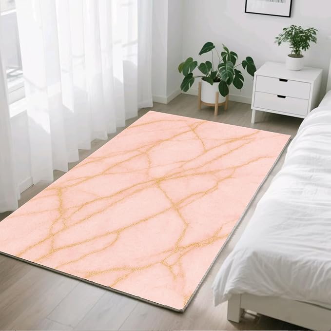 Abstract Marble Rug - 4x5 Rug, Modern Art Area Rugs, Luxury Marble Outdoor Rugs, Washable & Non Slip Carpet Home Decor