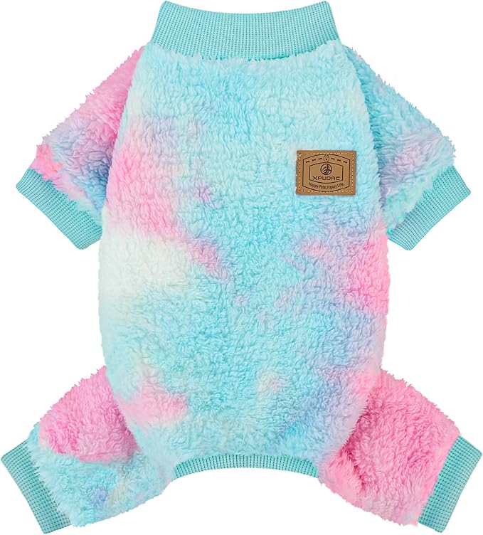 XPUDAC Dog Sweater, Dog Winter Clothes for Small Medium Dogs Girl Boy Fleece Doggy Pajamas for Winter Christmas, Tie-Dye03, Medium