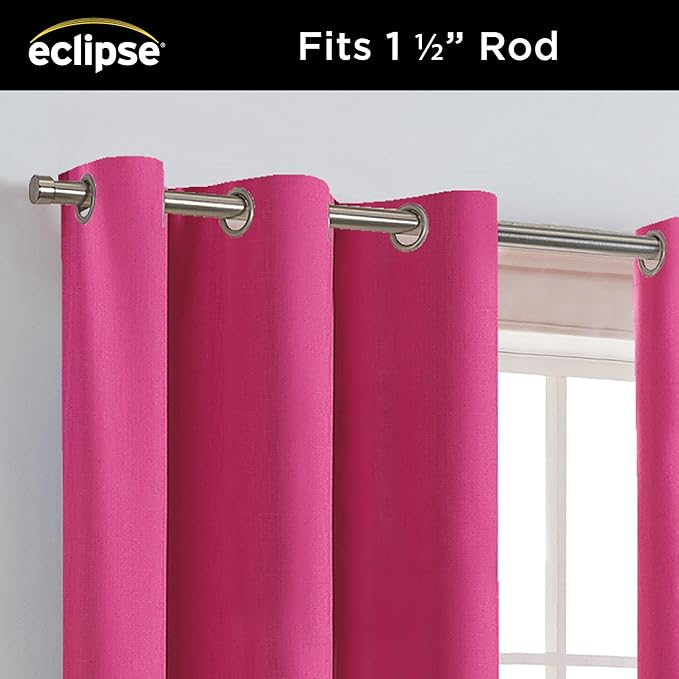 Eclipse Kendall Blackout Curtain, Thermal Insulated Grommet Window Panel, Noise Reducing Curtains for Bedroom, Living Room or Nursery, (1 Panel), 84 in Long x 42 in Wide, Raspberry