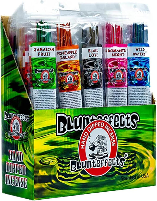 Blunteffects Hand-Dipped Incense Sticks - Premium 144-Pack Variety Set, 12 Different Scents, 11" Long, USA-Made Aromatherapy with Long Burn Time (12 Pack, 144 Total Sticks)