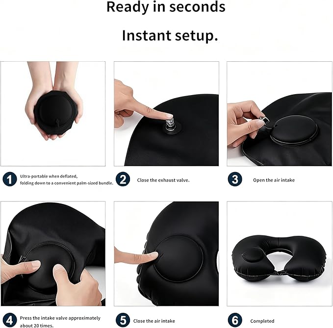 Portable Ultimate Comfort Set for Plane Sleep Kit at Plane Inflatable Travel Pillows Foot Rest Hammock Eye Mask Ear Plugs for Airplane Essentials for Seat Airplane Gadgets for Sleep Comfort (F)
